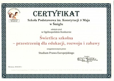 certyfikat świetlica