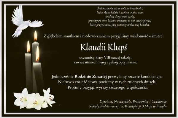 kondolencje Klaudia